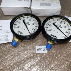 (2)SPAN LFS-310-30”VAC-G PRESSURE GAUGES 0-30 SPEC. (1) Has Plastic Cracked Of - Image 1