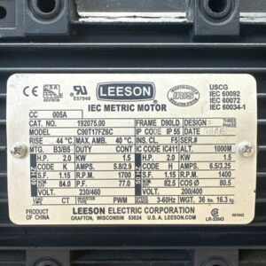 NEW NO BOX- Leeson IEC METRIC MOTOR 192075.00 / C90T17FZ6C 2Hp 1700/1400RPM 🇺🇸 - Image 2