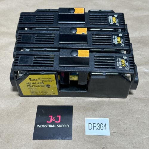 NEW - Bussmann BUSS J60100-3CR Fuse Holder W/ Fuses + SAMI-3N Fuse Covers 🇺🇸 Main Image