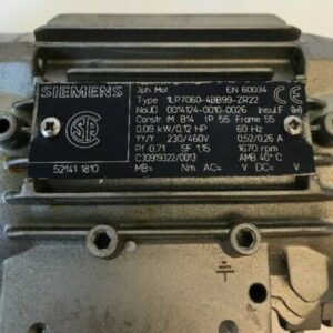 Siemens 1LP7060-4BB99-ZR22 0.12Hp 1670 RPM 230/460V 60Hz 3 Phase + Warranty! - Image 2