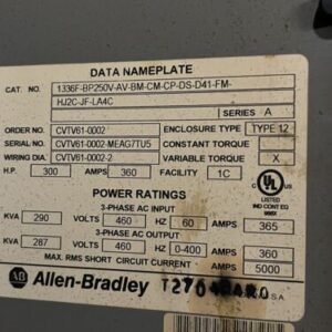Allen Bradley Motor Control Center 1336F-BP250V-AV-BM-CM-CP-DS-D41-FM 300HP 🇺🇸 - Image 6