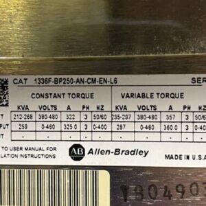 Allen Bradley Motor Control Center 1336F-BP250V-AV-BM-CM-CP-DS-D41-FM 300HP 🇺🇸 - Image 8
