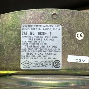 PREOWNED- Dwyer 1638-1 Pressure Switch Max 10PSI Surge- 25PSI || WARRANTY 🇺🇸 - Image 4