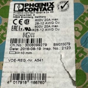 Phoenix Contact 3031254 ST 2,5-TWIN BU Feed Through Terminal Block Blue (Qty:50) - Image 2