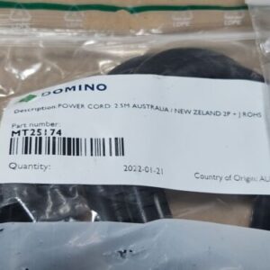 *NEW* [2] Domino MT25174 2.5M Australia/NZ 2P + J ROHS Power Cord + Warranty! - Image 3