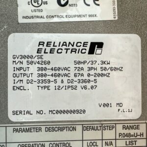 CLEAN PREOWNED- Reliance Electric 50V4260 GV3000/SE 50HP AC Drive || WARRANTY! - Image 2