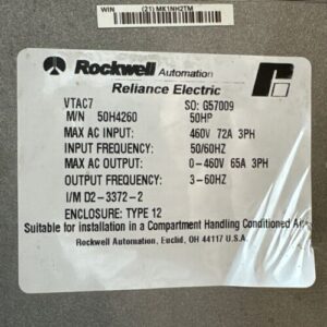 CLEAN PREOWNED- Reliance Electric 50V4260 GV3000/SE 50HP AC Drive || WARRANTY! - Image 3
