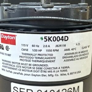 NEW- Dayton 5K004D Shaded Pole Motor 1550RPM 1/20Hp 115V 60Hz TEFC 5/16β Shaft - Image 7