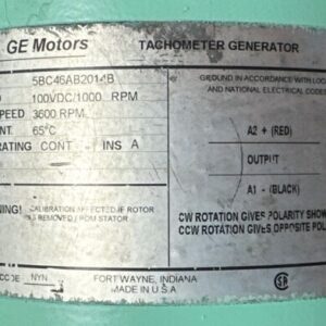 REPAIRED- GE Tachometer Generator 5BC46AB2014B 100VDC/1000RPM, 3600RPM MAX 🇺🇸 - Image 2