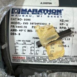 New Marathon Electric Motor Cat D395 2hp 56T34F5305J P Warranty 🇺🇸 - Image 4