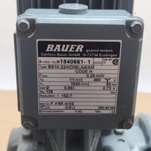 *REPAIRED* Bauer BS10-22H/D06LA4/AM Gearmotor 3~Ph 480V 0.25kW + Warranty! - Image 3