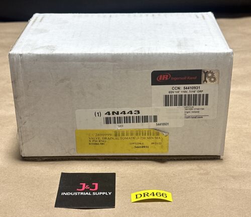 NEW OPEN BOX- IR Ingersoll Rand Electronic Valve Drain 54410931 1/4” 110v, 7/16” Main Image