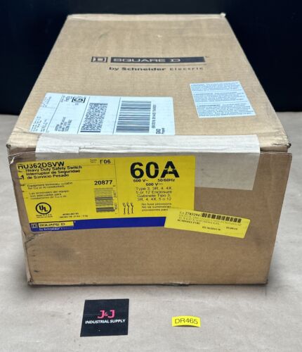 NEW IN BOX- Square D Heavy Duty Safety Switch HU362DSVW 60A 600V~ || WARRANTY! Main Image