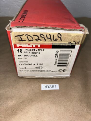 Hilti KB3 3/4x12 LT Kwik Bolt 3 Anchor 286016 W/ Hardware (Box Of 10) Main Image