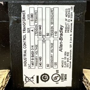 NEW NO BOX- Allen Bradley 1497-B-BASX-3-N Ser A Control Transformer 220/440V - Image 3