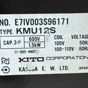 NEW- Kito Corporation KMU12S Crane Hoist Contactor 100-110V Coil, 3ph 600V 1.5kW - Image 5