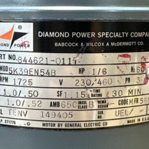 NEW SURPLUS GE Diamond 844621-0117 AC Motor 1/6HP 1725RPM 230/460V 3PH TENV 3PH - Image 3