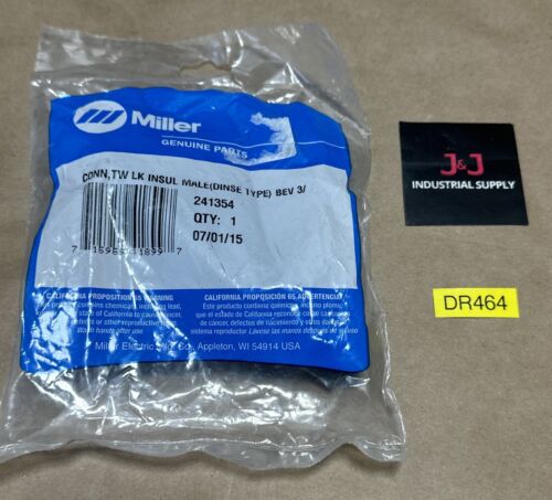 FACTORY SEALED- Miller 241354 Connector Tw Lk Insul Male Dinse Type Bev 3/ 🇺🇸 Main Image