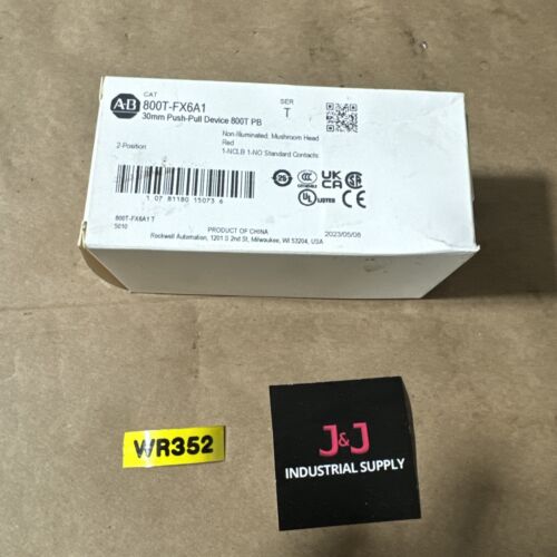 New Allen Bradley 800T-FX6A1 30mm Push Pull Device Red Warranty 🇺🇸 Main Image