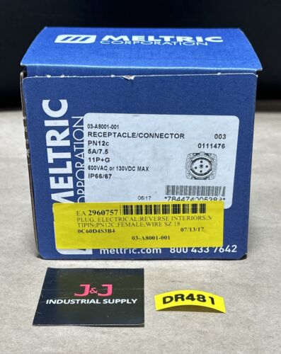 BRAND NEW- Meltric 03-A8001-001 Receptacle PN12c 5A/7.5A 11P+G 600VAC or 130VDC Main Image