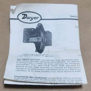 *NEW SURPLUS* Dwyer 1638-0 Differential Pressure Switch Vac 1/4Hp + Warranty! - Image 8