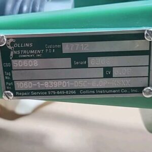 *NEW* Collins Instrument 1060-1-839P01-D5C-6.0P-KSXX 1” Plastic Control Valve - Image 10
