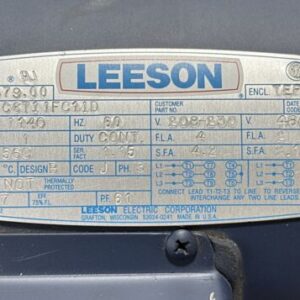 NEW SURPLUS- Leeson 112379.00 C6T11FC11D Elec. Motor 1Hp 208-230/460V 1140RPM - Image 2