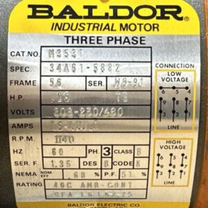 NEW SURPLUS- Baldor Industrial 3ph Motor M3531 1/4Hp 208-230/460V 1140RPM 🇺🇸 - Image 2