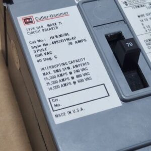 *NEW* Cutler-Hammer HFB3070L Circuit Breaker 3-Pole 70A 600Vac 40°C + Warranty! - Image 3