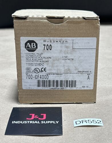NEW IN BOX- Allen Bradley 700-CF400D 110/120V 50/60Hz Industrial Control Relay Main Image
