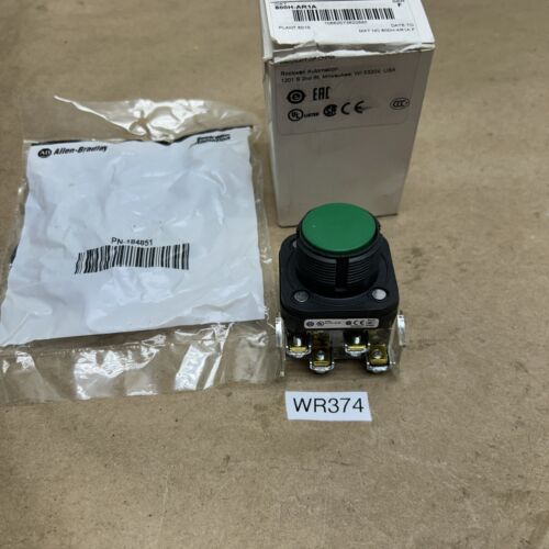 ALLEN BRADLEY 800H-AR1A PUSHBUTTON BOOTLESS FLUSH GREEN 1NO/1NC SERIES F NIB Main Image