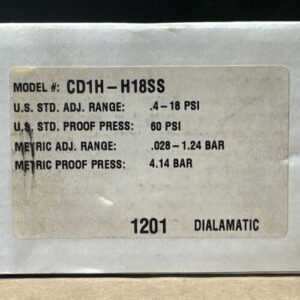 Barksdale CD1H-H18SS Adjustable Pressure Switch 1/4β 0.4-18PSI 125/250/480VAC - Image 2