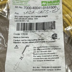 BRAND NEW- Murr Elektronik 7000-40041-0151500 M12 Male / M12 Female 15m WARRANTY - Image 2