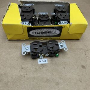 (8)Hubbell CR20 Brown Duplex Receptacle, Common Ground, 20 amp, 125V, NIB - Image 1