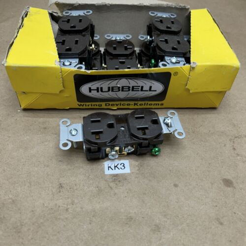 (8)Hubbell CR20 Brown Duplex Receptacle, Common Ground, 20 amp, 125V, NIB Main Image