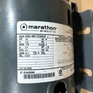 Marathon Electric Motor NQH 48S17D2053P J 1/6HP 1725RPM 115V FR 48Y - Image 5