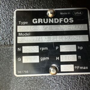 *NEW Grundfos CRK16-80/2 U-W-A-AUUV Model B 40W97193 Multi-Stage Pump 5HP 79GPM - Image 7