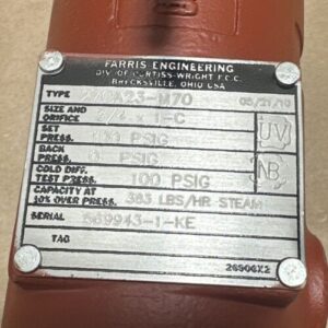 REPAIRED- Farris Engineering 27CA23-M70 Pressure Relief Valve 3/4 X 1-C 100PSIG - Image 2