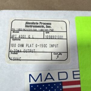 New Absolute Process Instruments Relay API 4001 G L 100ohm PLAT 0-15 OC Input - Image 3