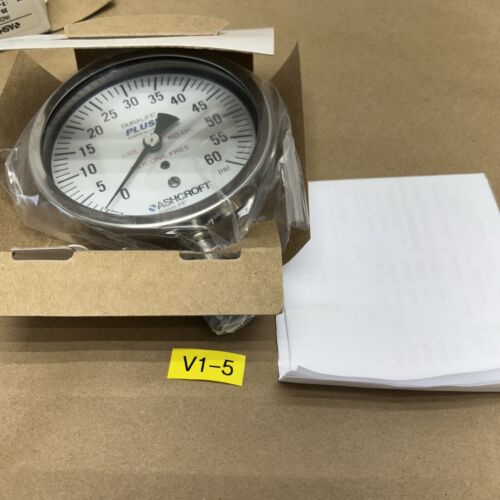 1 NIB Ashcroft Industrial Duralife Gauge 35-1009-SW-04L-60#-XC4NZSG6B + Warranty Main Image