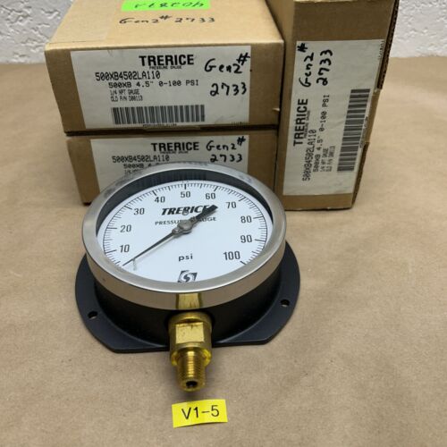(3) Trerice 500XB4502LA110 4.5" 500XB 1/4" NPT Pressure Gauge Fast Shipping! Main Image