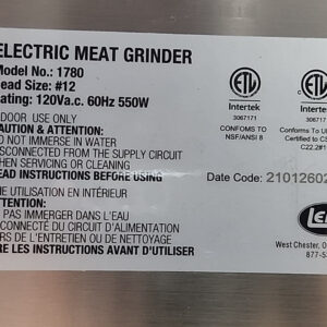 *PREOWNED* LEM 1780 BigBite #12 Meat Grinder 120Vac 60Hz 550W 🇺🇸 + Warranty! - Image 14