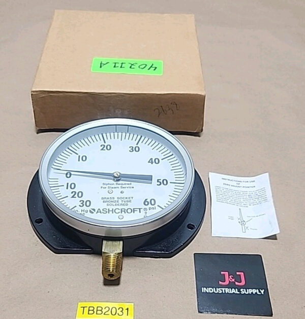 *NEW* Ashcroft 091-12 Brass 4-1/2" Pressure Gauge 1/4" Npt Lower 60Psi +Warranty Main Image