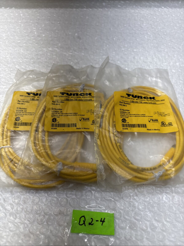 ** NEW LOT OF 3 NEW TURCK PKG 4M-2 CORDSETS ID NUMBER U2503-14 &WARRANTY# Main Image