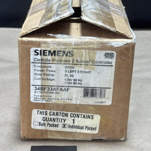 BRAND NEW- Siemens Definite Purpose 2-Speed Controller 34BF33AFAAF 110/120V FL30 - Image 1