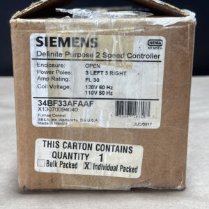 BRAND NEW- Siemens Definite Purpose 2-Speed Controller 34BF33AFAAF 110/120V FL30 - Image 2