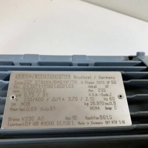 Sew-Eurodrive S57 DT80N4/BMG/HF/TH .75kW/1Hp W/Gear Reducer And V230 Brake New - Image 4