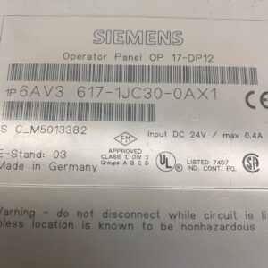 SIEMENS 6AV3 617-1JC30-0AX1 SIMATIC OP17-DP12 Operator Interface Warranty - Image 4